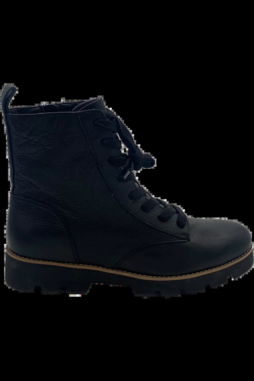 Vionic Leather Lace-Up Boots Lani Black - Wide